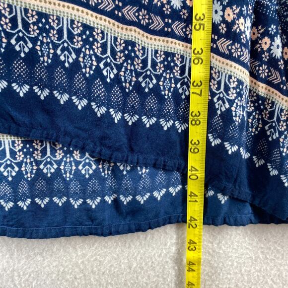 HENNA Dress One Size Floral Geometric V-Neck Boho Sleeveless Midi Boho Blue - Picture 10 of 10